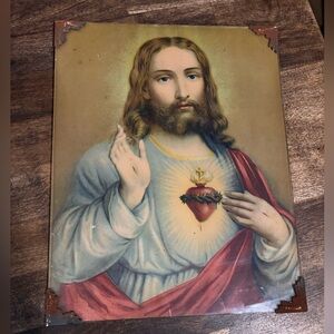 Vintage Sacred Heart of Jesus Christian Religious Print